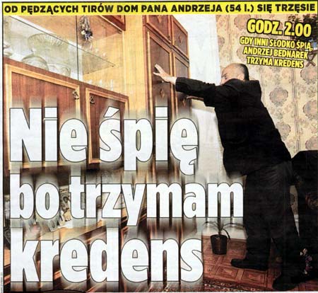 Rysunek z Faktu: nie śpię bo trzymam kredens!
