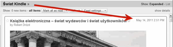 Stary RSS ze Świata Kindle
