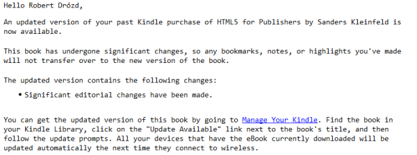 Mail z Amazonu - problemy z książką o HTML5