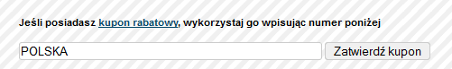 Pole tekstowe - jeśli masz kod rabatowy, wykorzystaj go wpisując