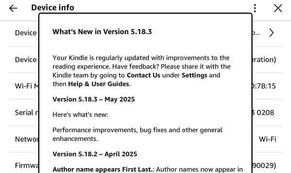Aktualizacja 5.18.3 dla Kindle 11. i 12. generacji – chyba nic nowego (z wyjątkiem Scribe)