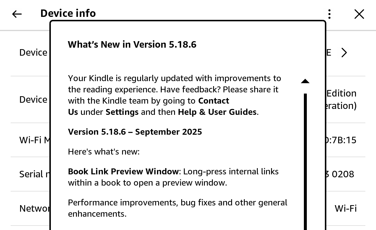 Aktualizacja 5.18.6 dla Kindle – nowy wygląd spisu treści, okna słownika i zakładek