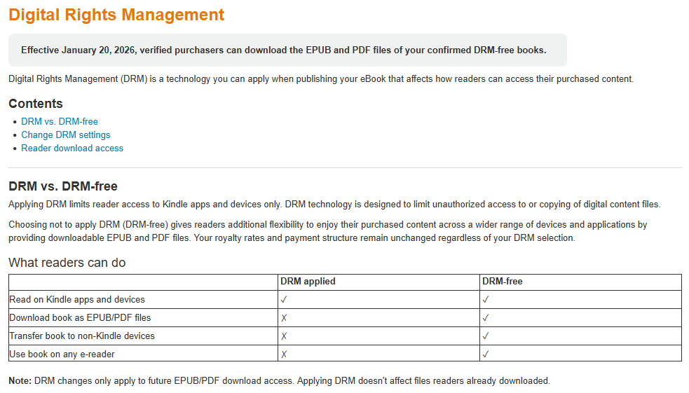 Amazon pozwoli pobierać pliki EPUB i PDF. Zmiana zasad dla e-booków bez DRM
