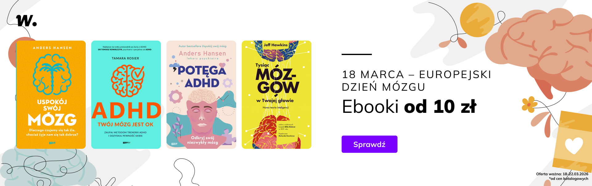 Promocje dnia – 18.03.2026: Dzień Mózgu, Premiery marca, Kamińska, De Barbaro, Stelar, Filia, Niegrzeczne, Wolwowicz, Parsi