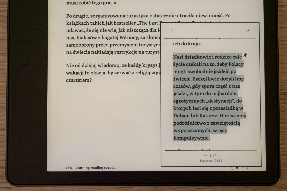 Nowa funkcja Kindle Scribe: pinezki w e-bookach