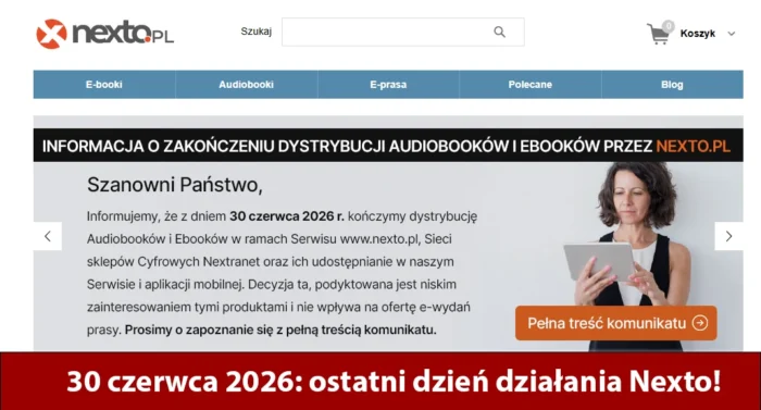Komunikat na stronie sklepu